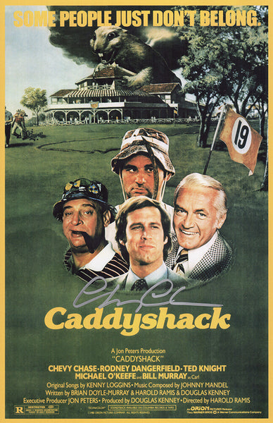 Chevy Chase Signed 'Caddyshack' 11x17 Movie Poster (Silver Ink) - (SCHWARTZ COA)