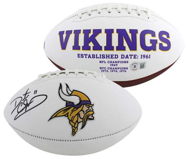 Vikings Daunte Culpepper Signed Rawlings White Panel Logo Football BAS Witnessed