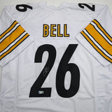 Autographed/Signed Le'Veon LeVeon Bell Pittsburgh White Jersey Beckett BAS COA