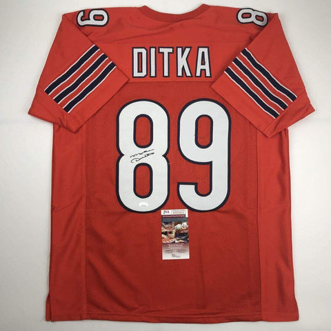 Autographed/Signed MIKE DITKA Chicago Orange Football Jersey JSA COA Auto