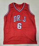 JULIUS ERVING SIGNED PRO STYLE "DR. J" CUSTOM XL STAT JERSEY BECKETT QR CODE