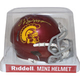 O.J. Simpson Autographed/Signed USC Trojans Mini Helmet Beckett 41214