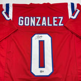 Autographed/Signed Christian Gonzalez New England Red Football Jersey BAS COA