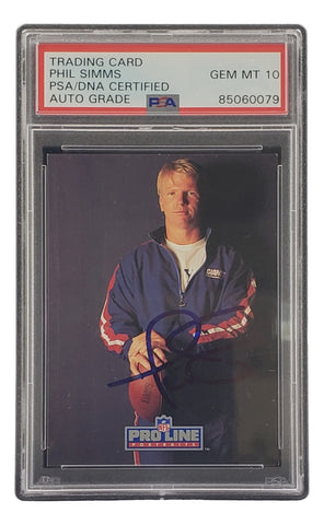 Phil Simms Signed 1991 Pro Line #227 Giants Trading Card PSA/DNA Gem MT 10