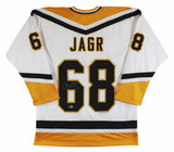 Jaromir Jagr Authentic Signed White Pro Style Jersey Autographed BAS Witnessed