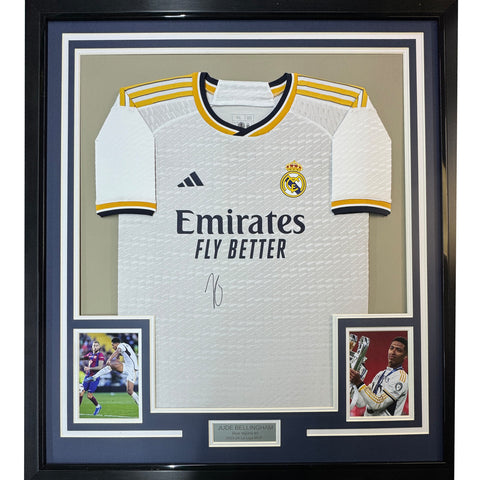 Framed Autographed/Signed Jude Bellingham 35x39 Real Madrid Jersey Beckett COA