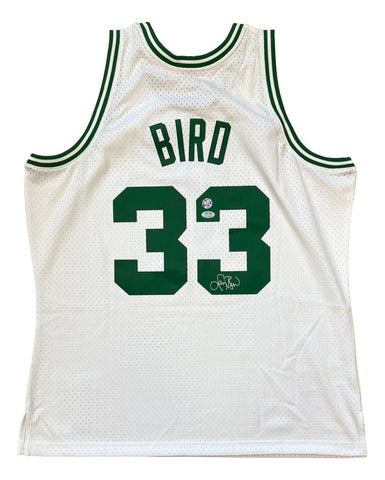 Larry Bird Signed Celtics White M&N Hardwood Classics Swingman Jersey PSA/DNA