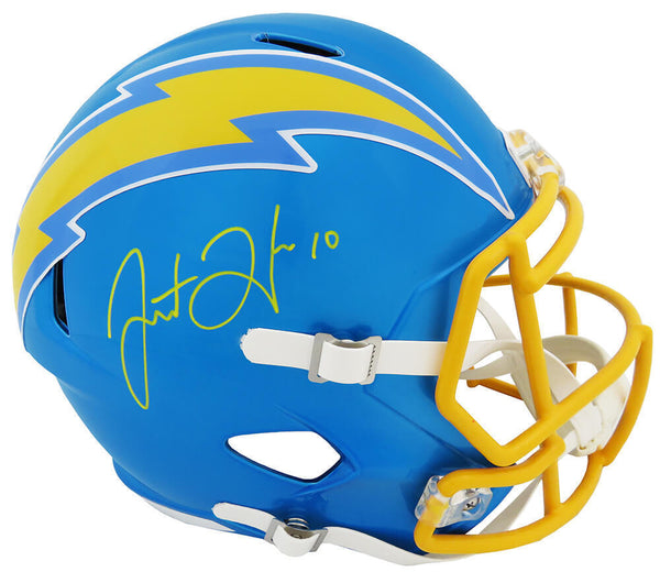 Justin Herbert Signed Chargers FLASH Riddell F/S Speed Replica Helmet -(Beckett)