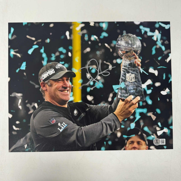 Autographed/Signed Doug Pederson Eagles Super Bowl 11x14 Photo Beckett BAS COA