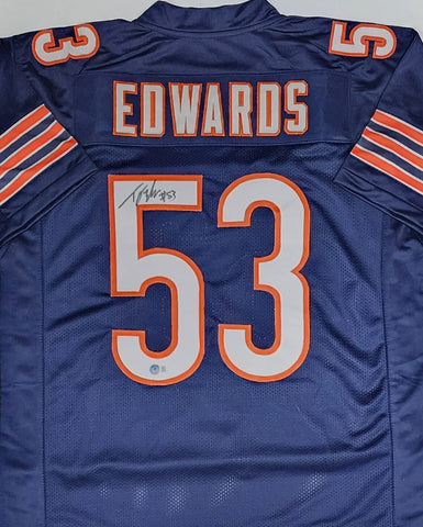 Chicago Bears Linebacker TJ EDWARDS Signed Custom Replica Navy Jersey - BAS