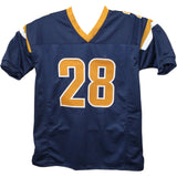 Marshall Faulk Autographed/Signed Pro Style Blue Jersey Beckett 43673