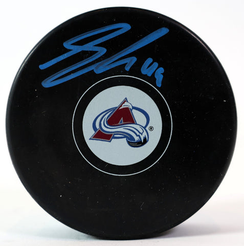 Samuel Girard Avalanche Autographed Colorado Avalanche Logo Puck JSA COA