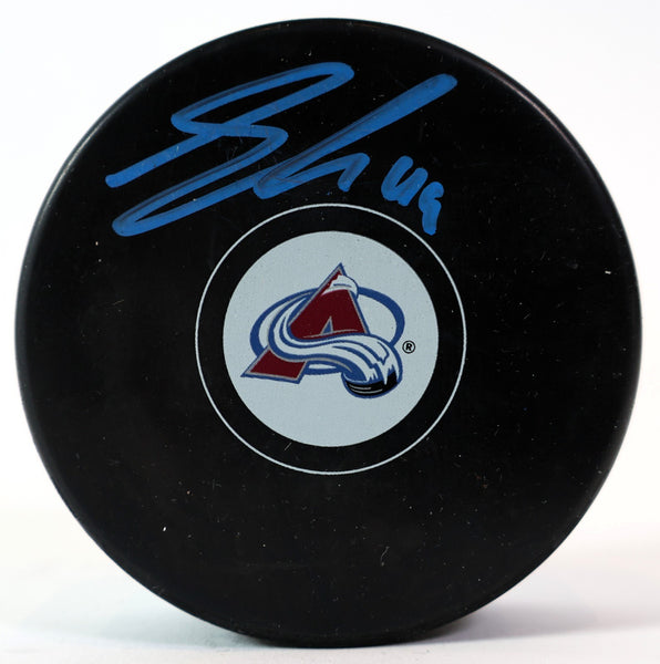 Samuel Girard Avalanche Autographed Colorado Avalanche Logo Puck JSA COA