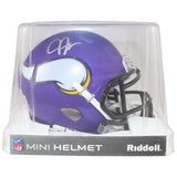 Justin Jefferson Autographed Minnesota Vikings Mini Helmet Beckett Witness 52878