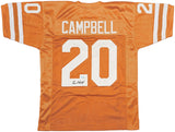 TEXAS LONGHORNS EARL CAMPBELL AUTOGRAPHED SIGNED ORANGE JERSEY JSA STOCK #237060