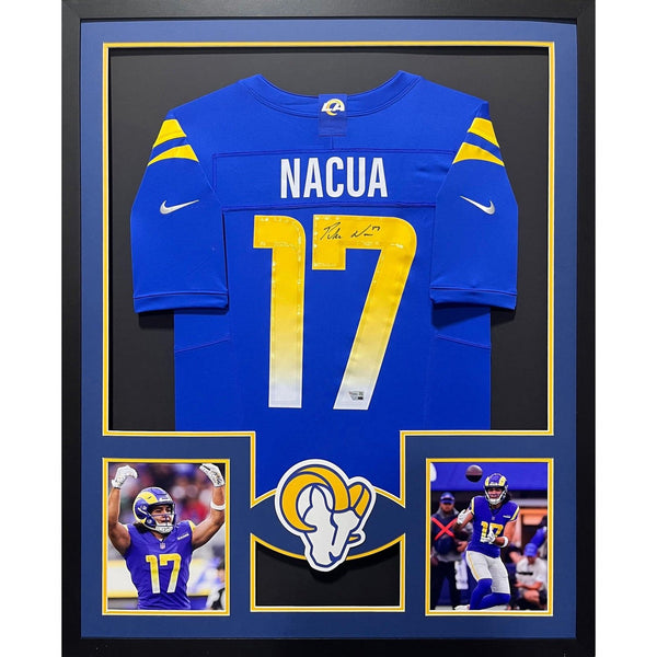 Puka Nacua Autographed Signed Framed Blue Los Angeles Rams Jersey FANATICS