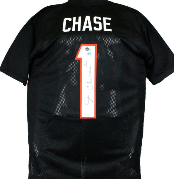 Ja'Marr Chase Autographed Black Pro Style Jersey-Beckett W Hologram
