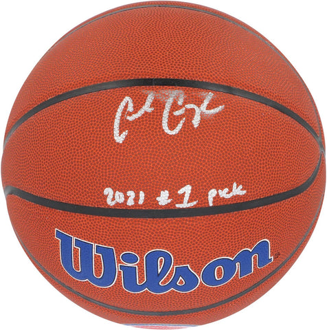 Cade Cunningham Pistons Signed Wilson Team Logo Basketball w/2021 #1 Pick Insc