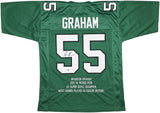 EAGLES BRANDON GRAHAM AUTOGRAPHED KELLY GREEN SUPER BOWL STATS JERSEY BECKETT