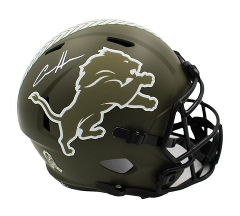 Aidan Hutchinson Signed Detroit Lions Speed Full Size Salute to Service Helmet