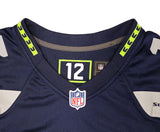 SEAHAWKS TYLER LOCKETT AUTOGRAPHED BLUE NIKE ON FIELD JERSEY L LARGE MCS 222045