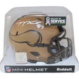 TJ Hockenson Autographed Minnesota Vikings 2023 STS Mini Helmet Beckett 53627