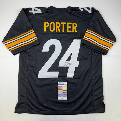 Autographed/Signed Joey Porter Jr. Pittsburgh Black Football Jersey JSA COA