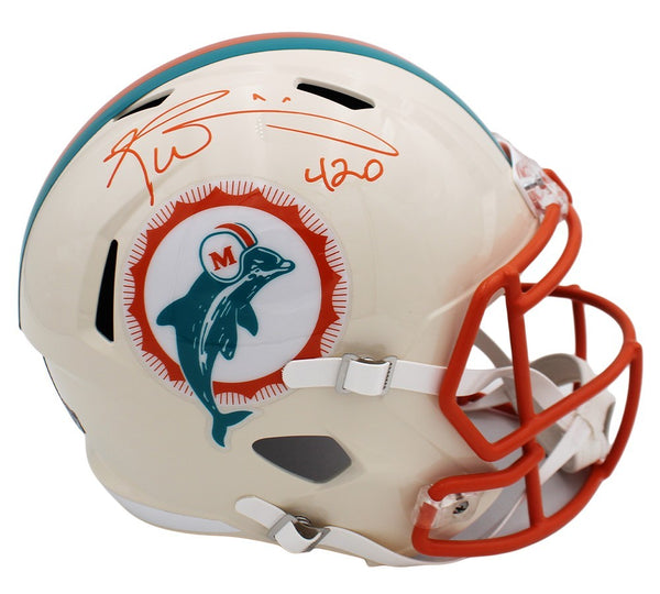 Ricky Williams Signed Miami Dolphins Speed Full Size Retro NFL Helmet with Insc.