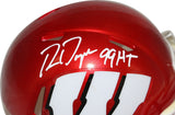 Ron Dayne Autographed Wisconsin Badgers Flash Mini Helmet Beckett 40496