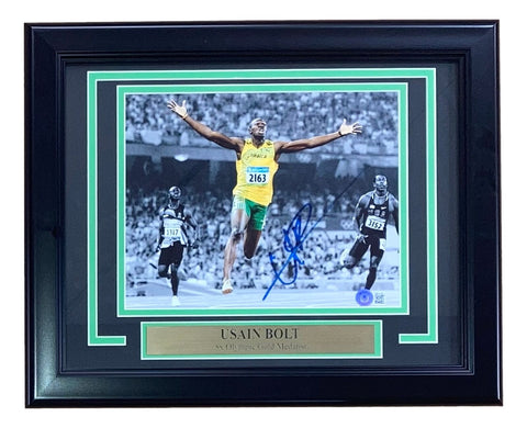 Usain Bolt Signed Framed 8x10 Olympic Track Legend Photo BAS BB14309