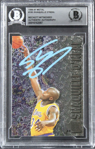 Lakers Shaquille O'Neal Authentic Signed 1996 Metal #183 Card BAS Slabbed