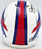 Jim Kelly Signed Bills 2011-20 Throwback White Speed Mini Helmet Beckett Wit