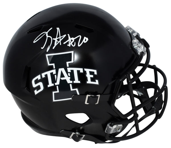 BREECE HALL AUTOGRAPHED IOWA STATE CYCLONES BLACK FULL SIZE SPEED HELMET BECKETT