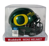 Bo Nix Autographed Dark Green Oregon Ducks Mini Helmet - Beckett COA