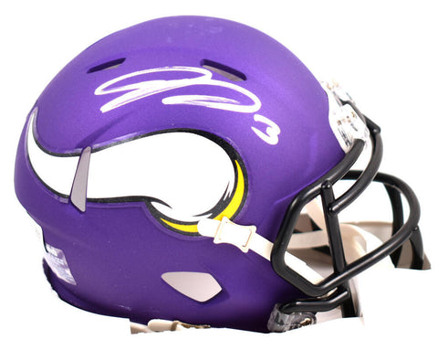 Jordan Addison Autographed Minnesota Vikings Speed Mini Helmet #3-Beckett W Holo