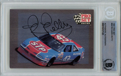 Richard Petty Signed 1991 Pro Set #68 Trading Card BAS Slab 42662