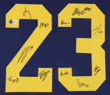 2023 National Champions Michigan Wolverines 35" x 43" Framed Jersey Signed by 11