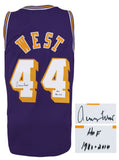 Jerry West Signed Lakers Purple 71-72 T/B M&N Swingman Jersey w/HOF YRs (SS COA)