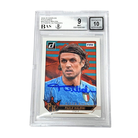 Paolo Maldini Signed 2024-25 Panini Donruss Pitch Kings Italy - BGS 9 AUTO 10