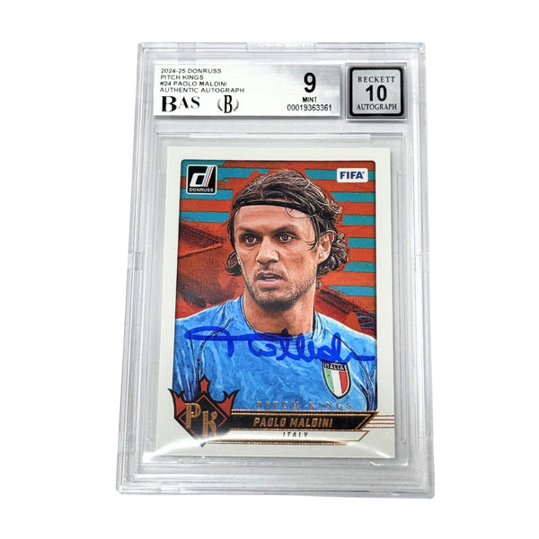 Paolo Maldini Signed 2024-25 Panini Donruss Pitch Kings Italy - BGS 9 AUTO 10