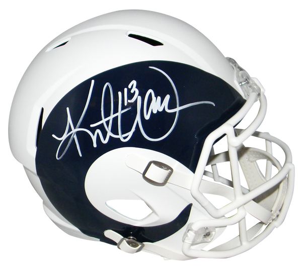 KURT WARNER AUTOGRAPHED ST LOUIS RAMS AMP FULL SIZE SPEED HELMET JSA