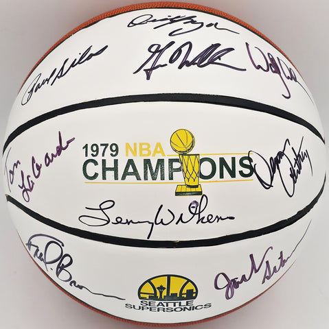 1978-79 NBA Champions Sonics Autographed Basketball 9 Sigs (Smudged) MCS 70320