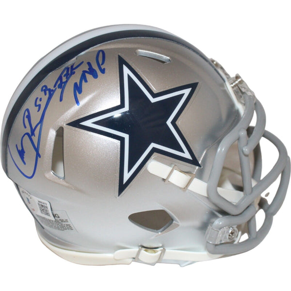 Larry Brown Signed Dallas Cowboys Mini Helmet Insc. Beckett 42830