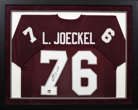 LUKE JOECKEL SIGNED TEXAS A&M AGGIES #76 MAROON FRAMED JERSEY TRISTAR