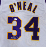 LAKERS SHAQUILLE O'NEAL AUTOGRAPHED WHITE JERSEY SIGNED ON #3 BECKETT 191133