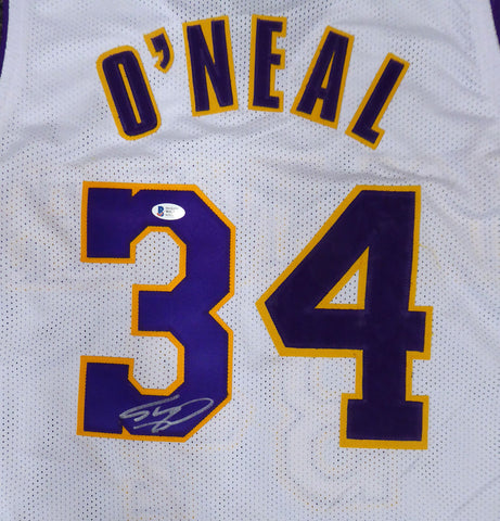 LAKERS SHAQUILLE O'NEAL AUTOGRAPHED WHITE JERSEY SIGNED ON #3 BECKETT 191133
