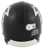 Falcons Deion Sanders Signed Black Rep Mini Helmet w/ White Sig BAS Witnessed