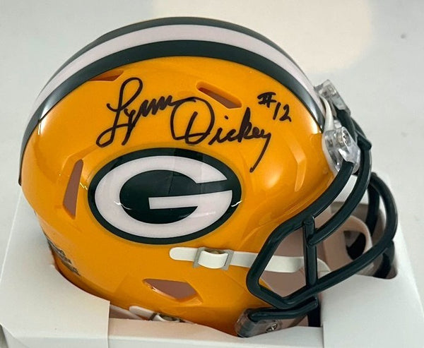 Packers Quarterback LYNN DICKEY Signed Riddell Speed Mini Helmet AUTO - BAS