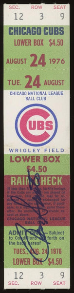 Ron Santo Signed August 24, 1976 Ticket Stub (JSA COA) Chicago Cubs vs Astros