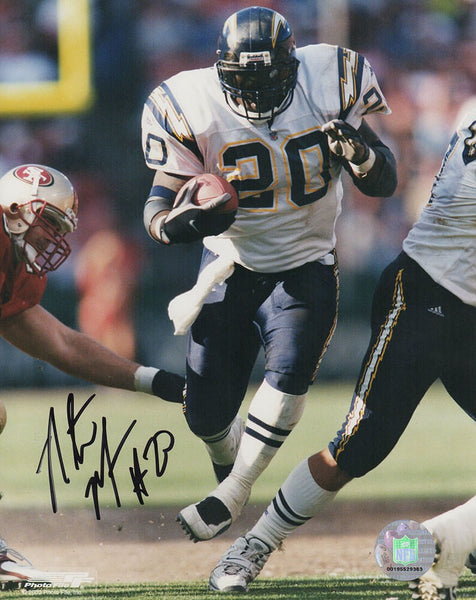 Natrone Means Signed Chargers White Jersey Action vs. 49ers 8x10 Photo -(SS COA)